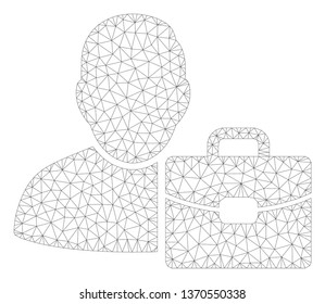 Mesh accounting polygonal 2d illustration. Abstract mesh lines and dots form triangular accounting. Wire frame 2D polygonal line network in vector format isolated on a white background.