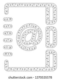 Mesh Address email polygonal 2d illustration. Abstract mesh lines and dots form triangular Address email. Wire frame 2D polygonal line network in vector format isolated on a white background.