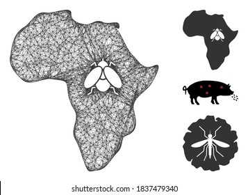 Mesh African trypanosomiasis polygonal web icon vector illustration. Model is based on African trypanosomiasis flat icon. Triangle mesh forms abstract African trypanosomiasis flat carcass.
