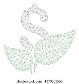 Mesh agriculture startup polygonal icon illustration. Abstract mesh lines and dots form triangular agriculture startup.