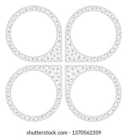 Mesh air copter polygonal icon illustration. Abstract mesh lines and dots form triangular air copter. Wire frame 2D polygonal line network in vector format isolated on a white background.