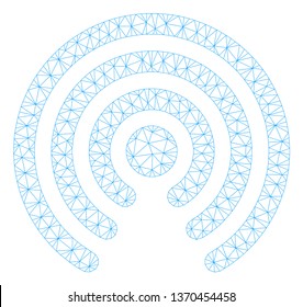 Mesh airdrop source polygonal 2d illustration. Abstract mesh lines and dots form triangular airdrop source. Wire frame 2D polygonal line network in vector format isolated on a white background.