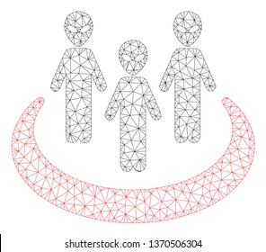 Mesh alien community polygonal 2d illustration. Abstract mesh lines and dots form triangular alien community. Wire frame 2D polygonal line network in vector format isolated on a white background.