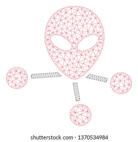 Mesh alien connections polygonal icon illustration. Abstract mesh lines and dots form triangular alien connections.