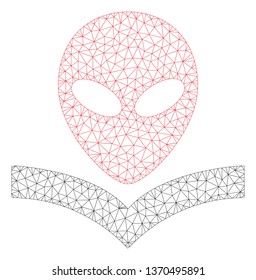 Mesh alien knowledge book polygonal icon illustration. Abstract mesh lines and dots form triangular alien knowledge book.