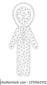 Mesh alien space armor polygonal icon illustration. Abstract mesh lines and dots form triangular alien space armor.