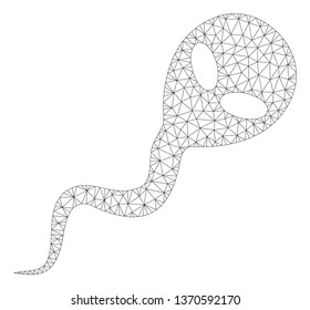 Mesh alien spermatozoon polygonal icon illustration. Abstract mesh lines and dots form triangular alien spermatozoon.
