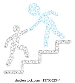 Mesh alien training help polygonal 2d illustration. Abstract mesh lines and dots form triangular alien training help.