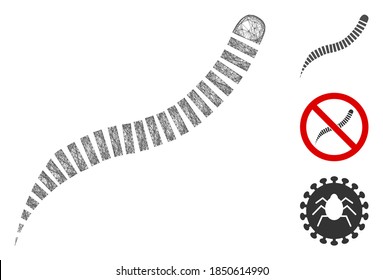 Mesh annelid worm polygonal web icon vector illustration. Model is based on annelid worm flat icon. Triangle mesh forms abstract annelid worm flat model.