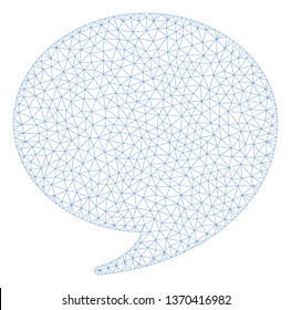 Mesh answer polygonal icon illustration. Abstract mesh lines and dots form triangular answer. Wire frame 2D polygonal line network in vector format isolated on a white background.