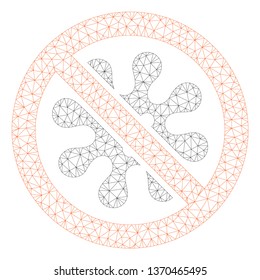 Mesh antivirus polygonal icon illustration. Abstract mesh lines and dots form triangular antivirus. Wire frame 2D polygonal line network in vector format isolated on a white background.