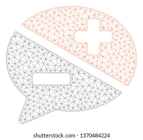 Mesh arguments polygonal 2d illustration. Abstract mesh lines and dots form triangular arguments. Wire frame 2D polygonal line network in vector format isolated on a white background.
