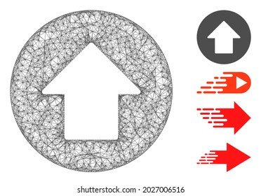 Mesh up arrow web icon vector illustration. Carcass model is based on up arrow flat icon. Network forms abstract up arrow flat carcass. wireframe flat web network isolated on a white background.