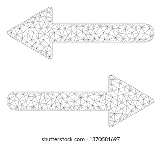 Mesh arrows exchange horizontal polygonal icon illustration. Abstract mesh lines and dots form triangular arrows exchange horizontal.
