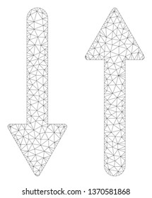 Mesh arrows exchange vertical polygonal icon illustration. Abstract mesh lines and dots form triangular arrows exchange vertical.