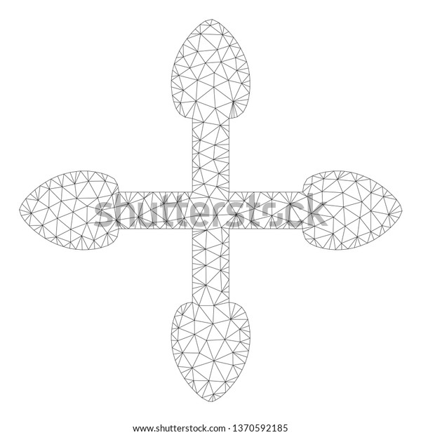Mesh arrows\
polygonal icon illustration. Abstract mesh lines and dots form\
triangular arrows. Wire frame 2D polygonal line network in vector\
format isolated on a white\
background.