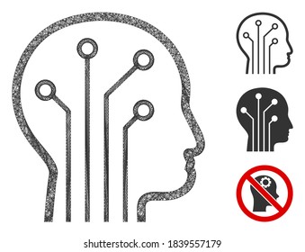 Mesh artificial intelligence polygonal web symbol vector illustration. Carcass model is based on artificial intelligence flat icon.