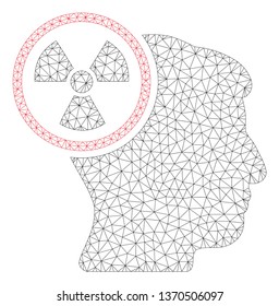 Mesh atomic thinking head polygonal icon illustration. Abstract mesh lines and dots form triangular atomic thinking head.