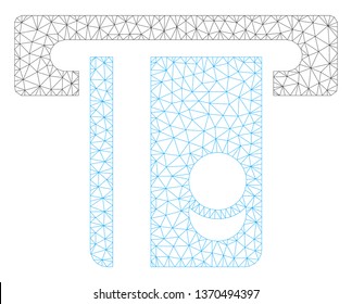 Mesh automated banking service polygonal 2d illustration. Abstract mesh lines and dots form triangular automated banking service.