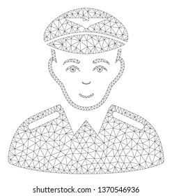 Mesh aviator polygonal 2d illustration. Abstract mesh lines and dots form triangular aviator. Wire frame 2D polygonal line network in vector format isolated on a white background.