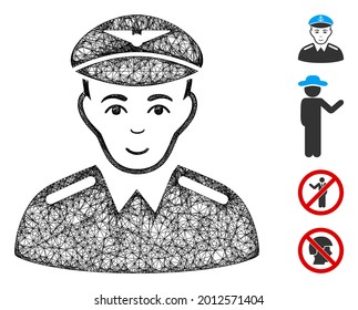 Mesh aviator web icon vector illustration. Abstraction is based on aviator flat icon. Mesh forms abstract aviator flat model. wireframe flat web network isolated on a white background.