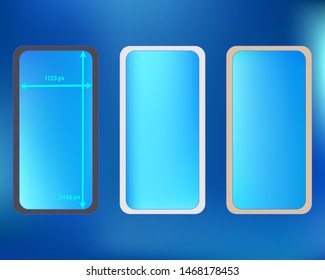 Mesh, azure colored phone backgrounds kit. Clean separated groups, easy to edit EPS. Usefull screen design set, isolated background. Funny backdrop. 2436x1125 ratio.