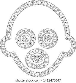 Mesh baby model icon. Wire carcass polygonal mesh of vector baby isolated on a white background. Abstract 2d mesh created from polygonal grid and points.