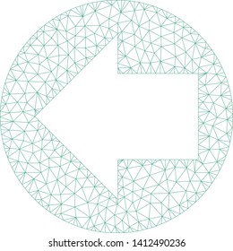 Mesh back direction model icon. Wire carcass triangular mesh of vector back direction isolated on a white background. Abstract 2d mesh built from triangles and points.