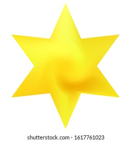 Mesh background in the form of hexagram. Trendy soft color theme. Isolated sacred religious symbol. Yellow celebration template for your cards, invitation, brochure and calendar.