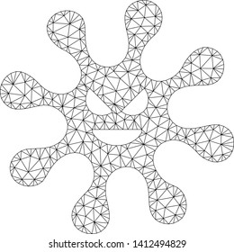 Mesh bacteria model icon. Wire frame polygonal mesh of vector bacteria isolated on a white background. Abstract 2d mesh designed with polygonal grid and round dots.