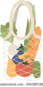 Netztasche mit Produkten Vektorillustration