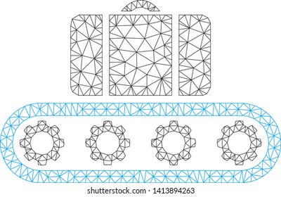 Mesh baggage conveyor polygonal icon vector illustration. Abstraction is created from baggage conveyor flat icon. Triangular mesh forms abstract baggage conveyor flat model.