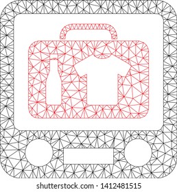 Mesh baggage xray screening model icon. Wire frame triangular mesh of vector baggage xray screening isolated on a white background. Abstract 2d mesh designed with triangular lines and points.