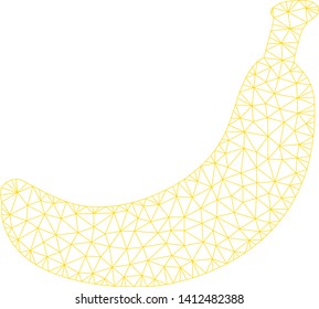 Mesh banana model icon. Wire frame polygonal mesh of vector banana isolated on a white background. Abstract 2d mesh designed with polygonal grid and spheric points.
