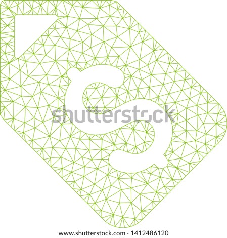 Mesh bank account tag model icon. Wire carcass triangular mesh of vector bank account tag isolated on a white background. Abstract 2d mesh designed with triangular lines and round dots.