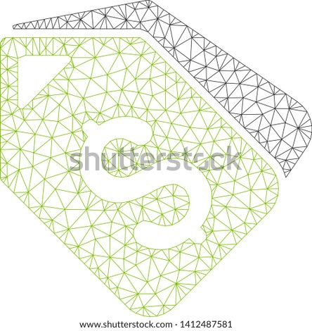 Mesh bank account tags model icon. Wire carcass polygonal mesh of vector bank account tags isolated on a white background. Abstract 2d mesh designed with triangles and points.