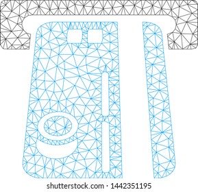 Mesh bank ATM model icon. Wire frame triangular mesh of vector bank ATM isolated on a white background. Abstract 2d mesh created from triangular lines and circle nodes.