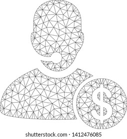 Mesh bank call center model icon. Wire frame polygonal mesh of vector bank call center isolated on a white background. Abstract 2d mesh designed with polygonal grid and points.