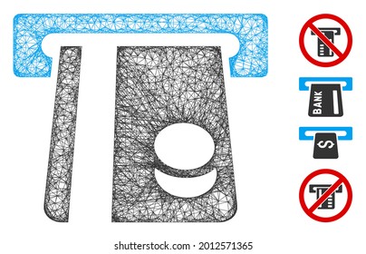 Mesh bank card terminal web 2d vector illustration. Carcass model is based on bank card terminal flat icon. Mesh forms abstract bank card terminal flat model.