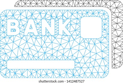 Mesh bank cards model icon. Wire carcass triangular mesh of vector bank cards isolated on a white background. Abstract 2d mesh built from triangular lines and dots.