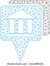 Mesh bank map pointers model icon. Wire frame triangular mesh of vector bank map pointers isolated on a white background. Abstract 2d mesh built from triangular lines and dots.