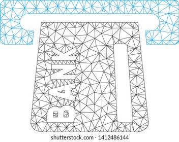 Mesh banking ATM model icon. Wire carcass triangular mesh of vector banking ATM isolated on a white background. Abstract 2d mesh created from triangular lines and points.