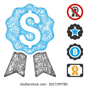 Ilustración vectorial web 2d del premio a la banca en malla. La abstracción se basa en un icono fijo de adjudicación bancaria. La malla forma la carcasa plana de los premios bancarios abstractos.