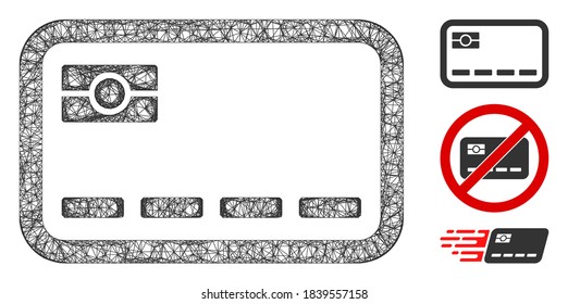 Tarjeta de banca en malla web poligonal 2d ilustración vectorial. El modelo se basa en un icono plano de tarjeta bancaria. La malla triangular forma un modelo plano de tarjeta bancaria abstracta.