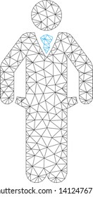 Mesh bankrupt model icon. Wire frame polygonal mesh of vector bankrupt isolated on a white background. Abstract 2d mesh built from polygonal grid and small circle.