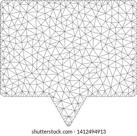 Mesh banner model icon. Wire carcass polygonal mesh of vector banner isolated on a white background. Abstract 2d mesh built from triangular lines and small circle.