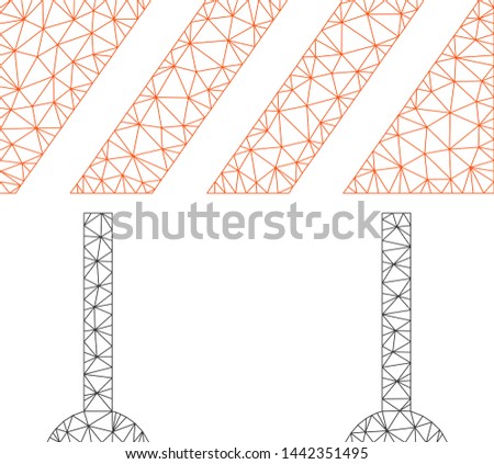 Mesh barrier model icon. Wire frame polygonal mesh of vector barrier isolated on a white background. Abstract 2d mesh created from polygonal grid and circle nodes.