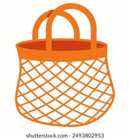 Mesh beach bag for woman vector cartoon illustration isolated on a white background.