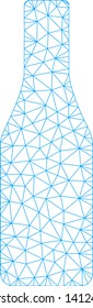 Mesh beer bottle model icon. Wire carcass triangular mesh of vector beer bottle isolated on a white background. Abstract 2d mesh built from triangular lines and points.