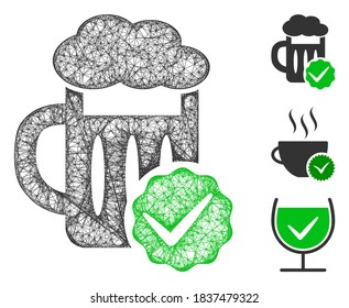 Mesh best beer polygonal web icon vector illustration. Model is based on best beer flat icon. Triangle mesh forms abstract best beer flat model.